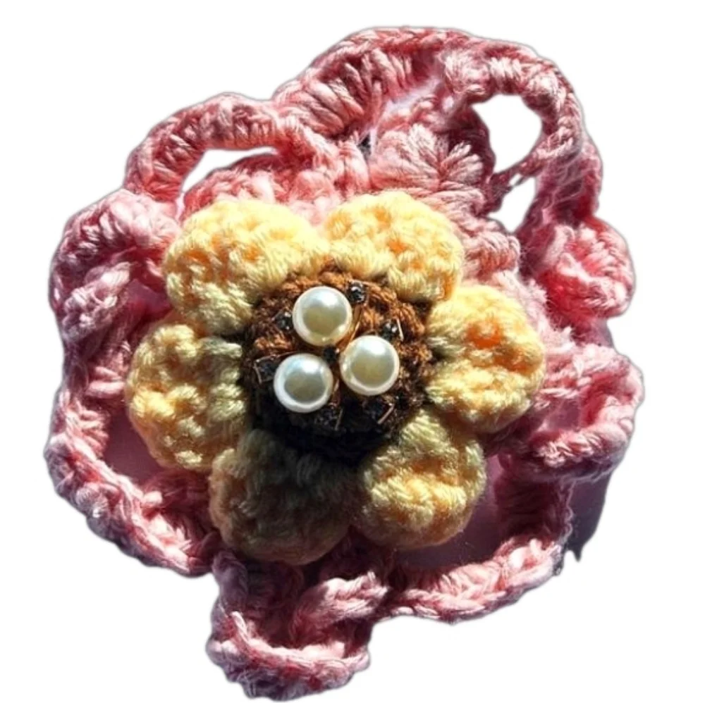 Hand Crafted Hair Pink Crochet 4